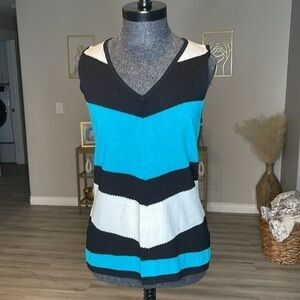 Fontana Colorblock Sleeveless Sweater Top Size Large